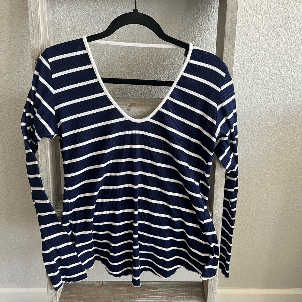 LUCY LOVE love life blue and white stripe long sleeve